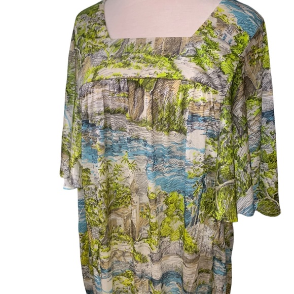 Vintage homemade flowy house dress with pocket - flexible size up to xl - Picture 2 of 7